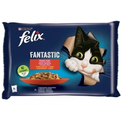 FELIX FANTASTIC MP Mokra karma dla kotów Wołowina Kurczak saszetki 4x 85g